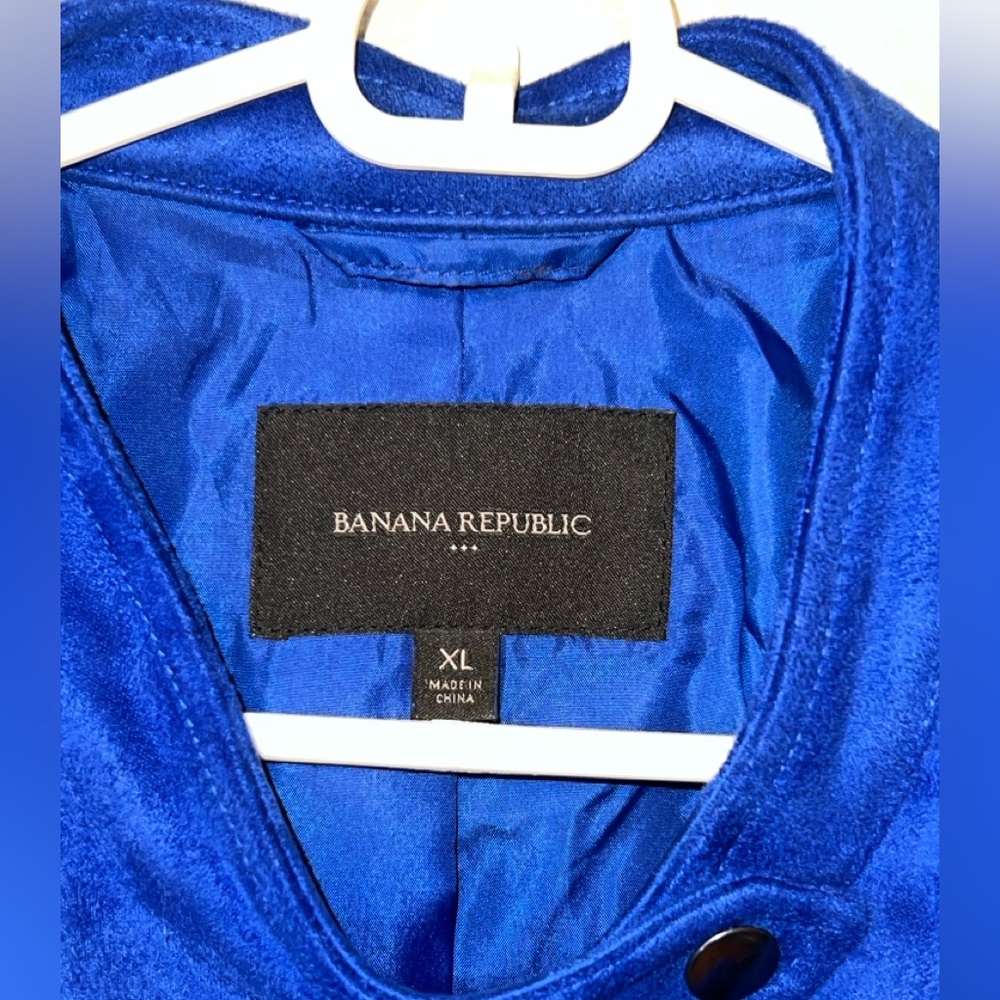 Banana Republic Blue Faux Suede Moto Jacket - Picture 2 of 9
